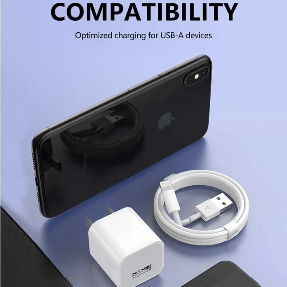 4 pcs / 2 CHARGER USB CABLE 3F & 6F + 2 USB-A cube / for iphone 11,12,13, 14,15
